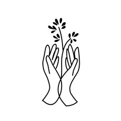 hand with leaf design