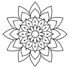 Adobabstract  wild Mandela design png, adult anti-stress coloring page in line art, floral pattern coloring sheete Illustrator Artwork.