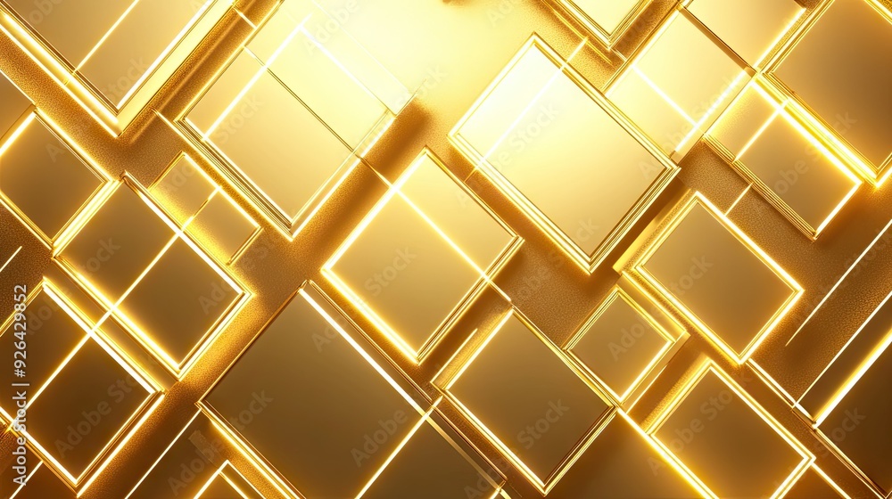 Aufkleber glowing golden geometric shapes set against a gradient golden backdrop, creating a refined and opule