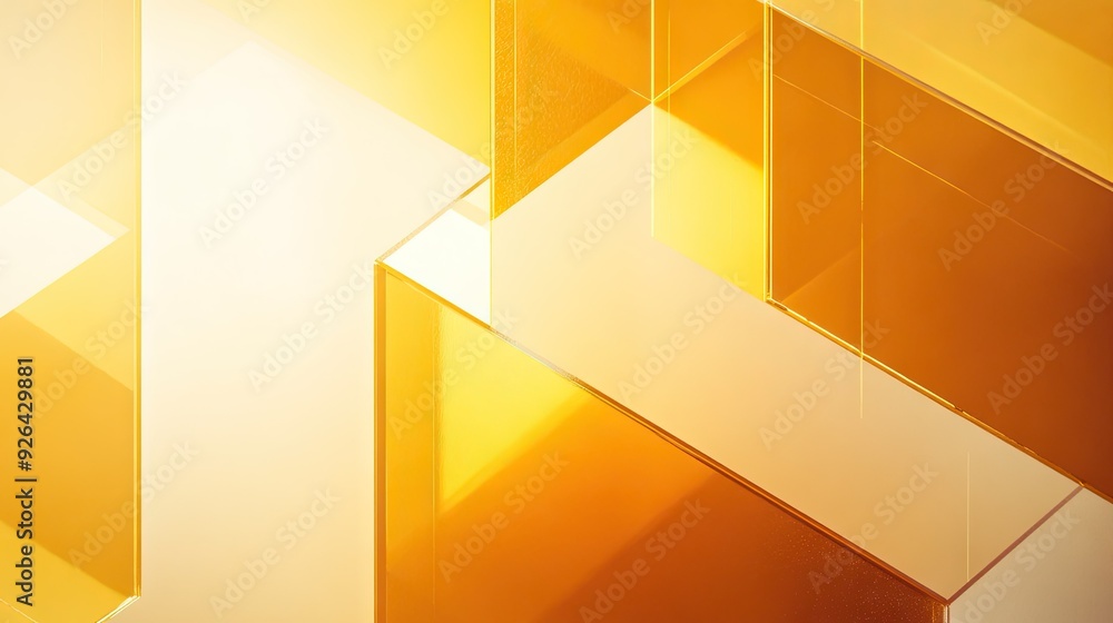 Aufkleber glowing golden geometric shapes set against a gradient golden backdrop, creating a refined and opule