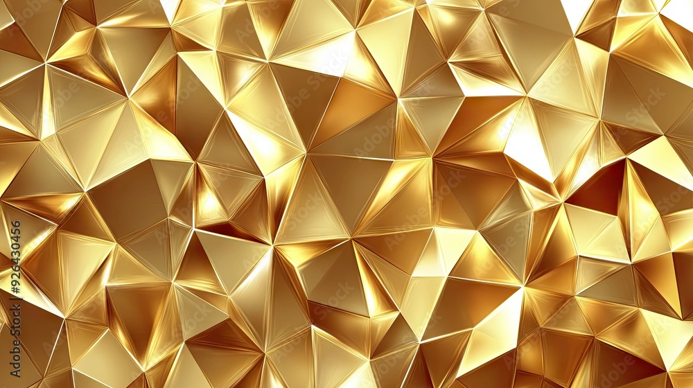 Poster Gold polygonal geometric abstract background with a blend of shimmering tones and angles, perfect for upscale vector illustrations.