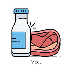 Meat vector  Filled outline icon style illustration. Symbol on White background EPS 10 File