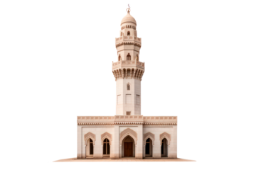 minaret of mosque isolated on transparent background, png file