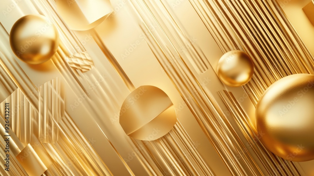 Aufkleber luxurious golden gradient backdrop adorned with abstract geometric shapes, offering a sophisticated 