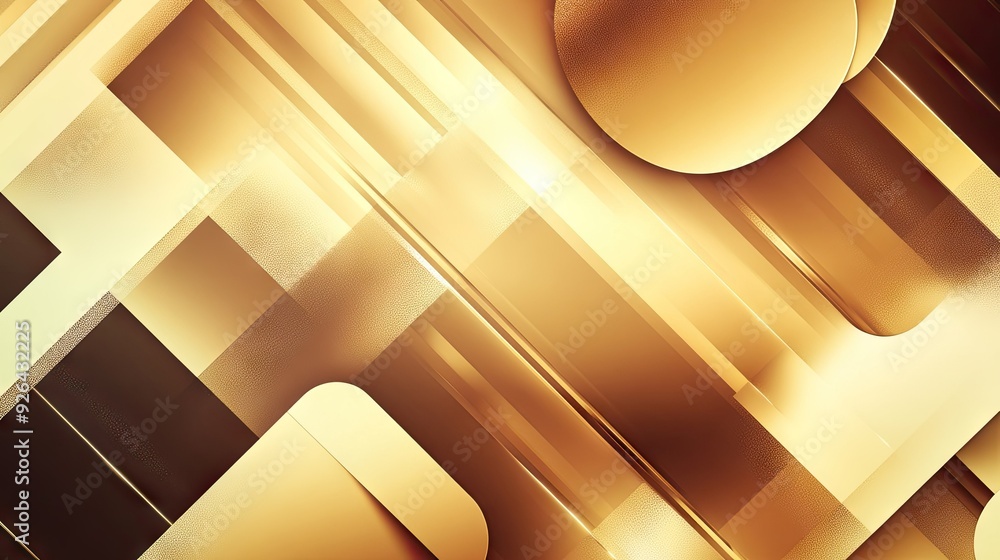 Aufkleber luxurious golden gradient backdrop adorned with abstract geometric shapes, offering a sophisticated 