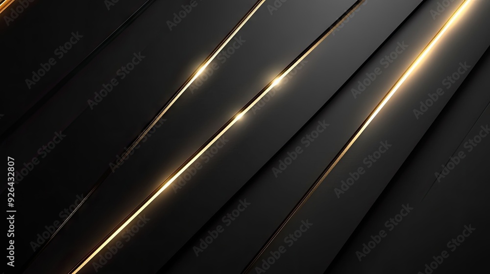 Poster minimalist dark grey luxury background featuring gold light lines with soft shadowing, creating a mo