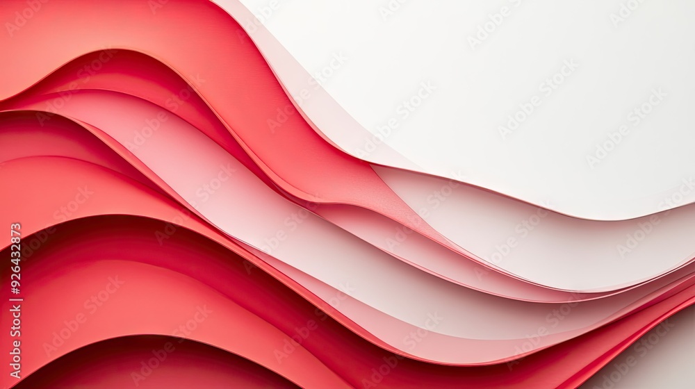 Fototapete minimalist red curve pattern on a white backdrop, showcasing a sleek and contemporary look. suitable