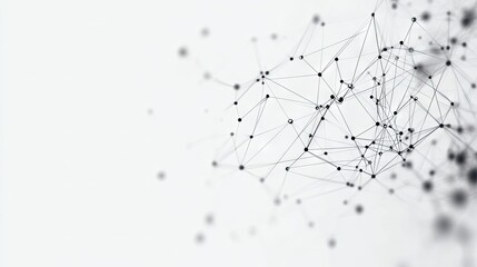 Minimalist tech background with a network of connected dots and plexus lines on white. Abstract digital design symbolizing data analysis and technology integration.