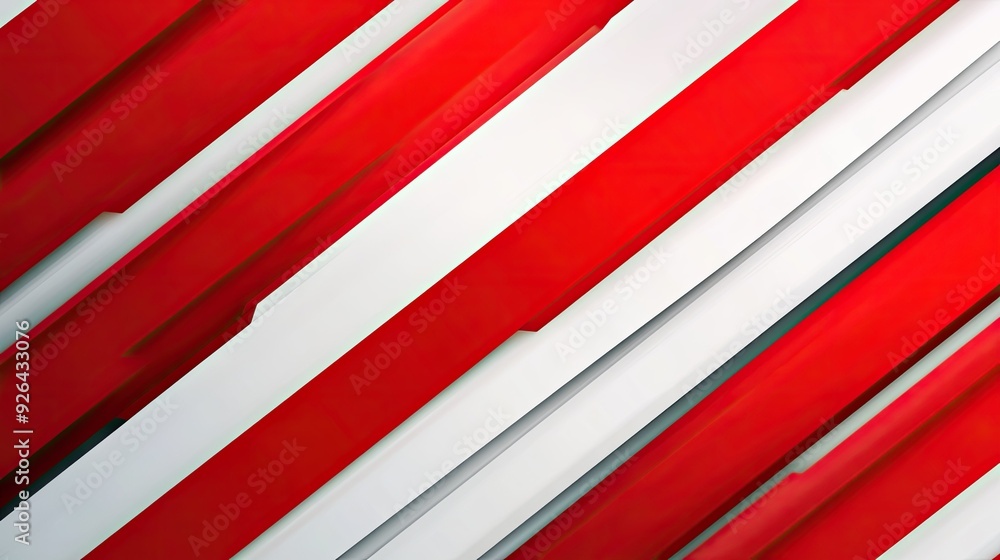 Poster modern abstract background design template with striking red and white diagonal stripes. clean lines