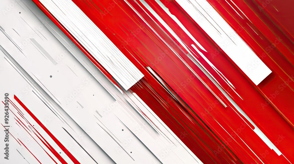 Poster modern abstract background design template with striking red and white diagonal stripes. clean lines