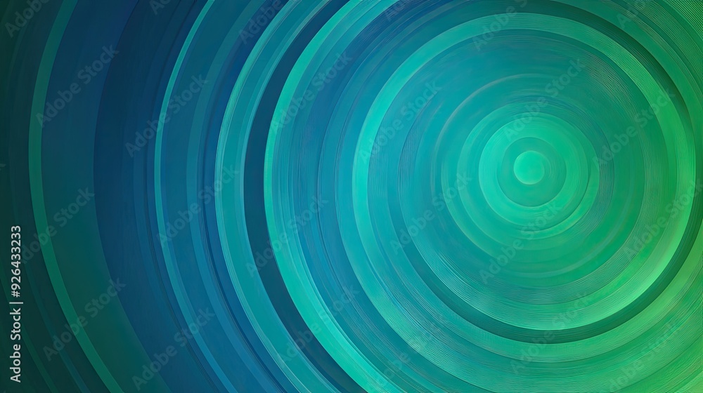 Poster modern abstract background showcasing concentric circles in varying shades of blue and green. great 