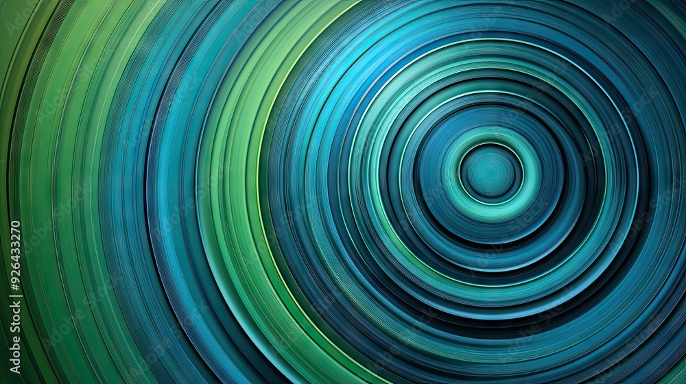 Poster modern abstract background showcasing concentric circles in varying shades of blue and green. great 