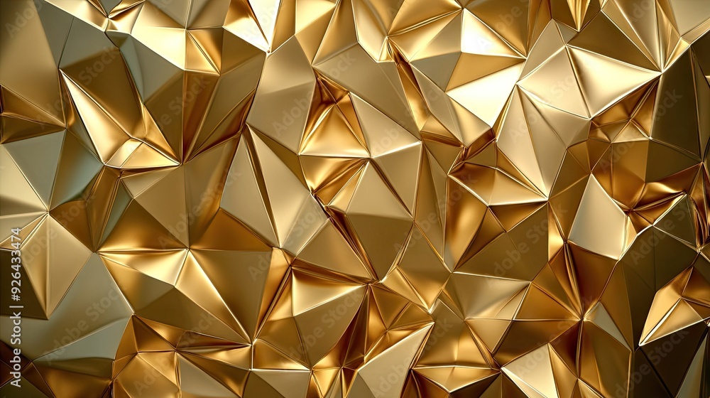 Poster modern abstract gold background with complex geometric polygons, providing a rich and elegant vector