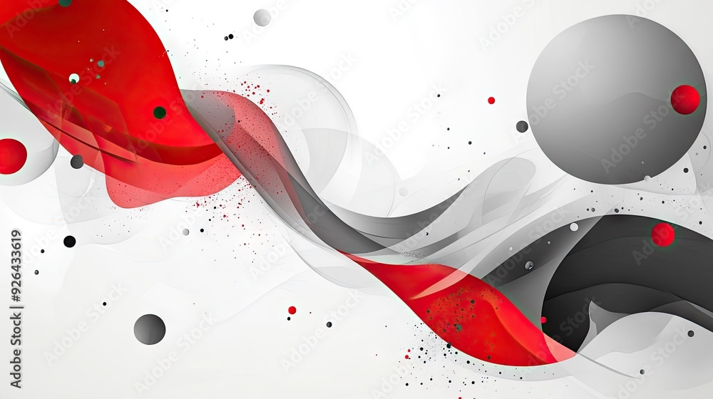 Poster modern abstract vector background featuring red and gray elements against a white canvas, with plent