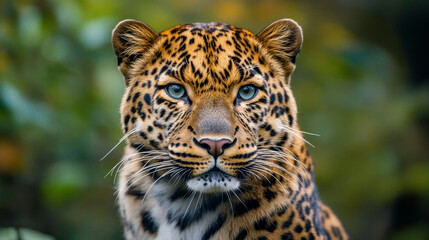Magnificent picture of a rare Amur leopard. Its elegant face and piercing gaze showcase the beauty and grace of this endangered species. --ar 16:9 --v 6.1 Job ID: e3514093-a6db-4551-be68-f9449f74eb5e