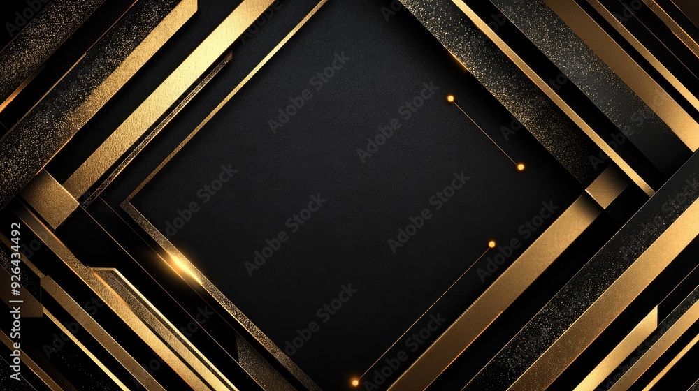Aufkleber modern luxury background featuring abstract gold arrows in a geometric pattern on a black blank spac
