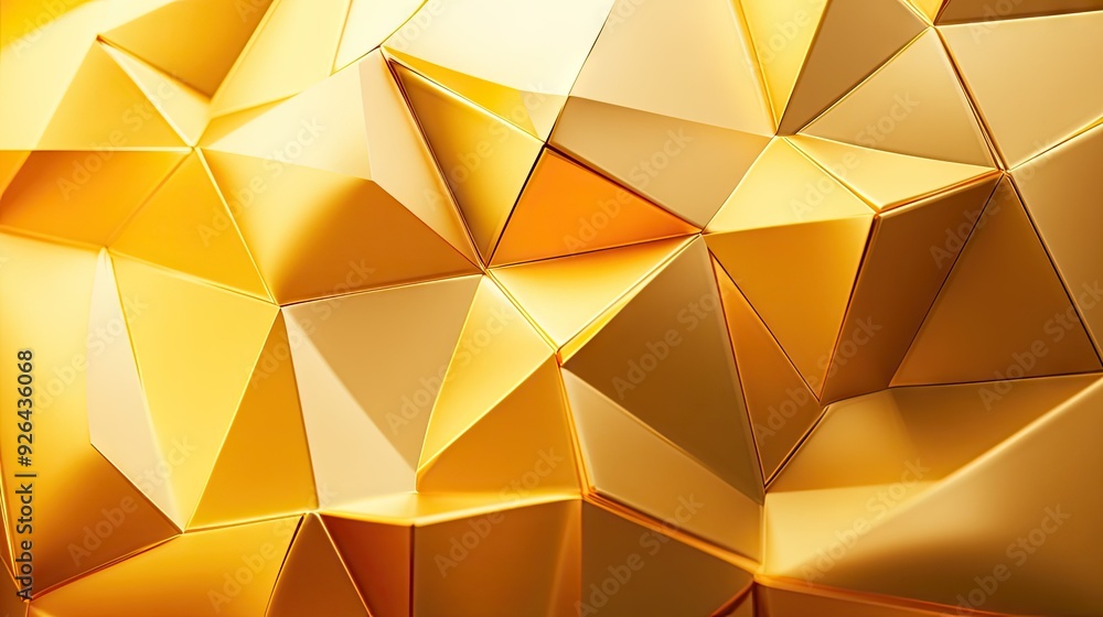Poster radiant golden gradient backdrop with abstract geometric shapes, creating a beautiful and high-end d