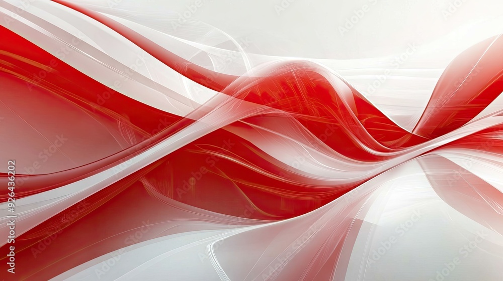 Poster red and white abstract background featuring sleek, flowing lines and geometric shapes. ideal for mod
