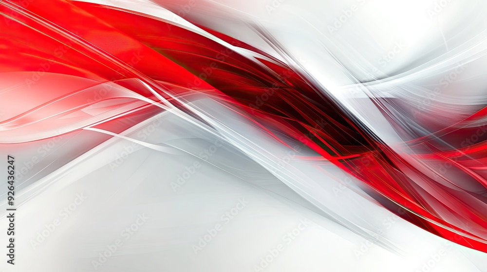 Poster red and white abstract background featuring sleek, flowing lines and geometric shapes. ideal for mod