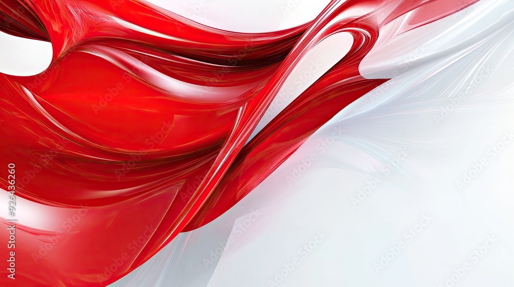 Aufkleber red and white abstract background template with sleek, flowing curves and sharp angles. a contempora