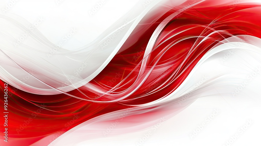 Aufkleber red and white abstract background template with sleek, flowing curves and sharp angles. a contempora