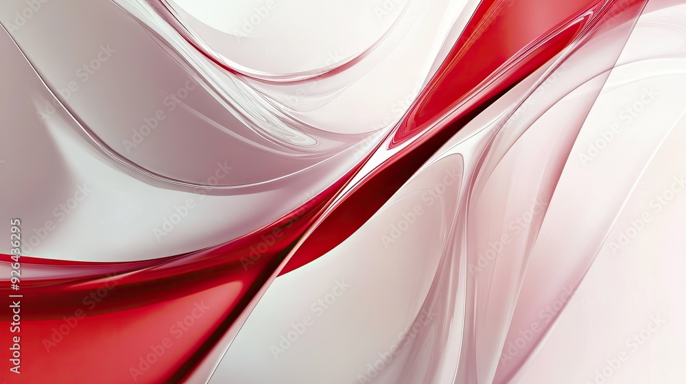 Poster red and white modern abstract design featuring intersecting lines and smooth curves. a vibrant and d