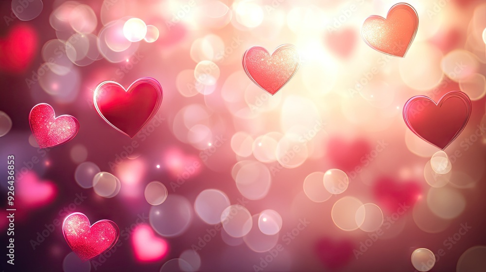 Poster romantic blurred background with hearts and bokeh, perfect for valentine's day designs in eps 10 vec