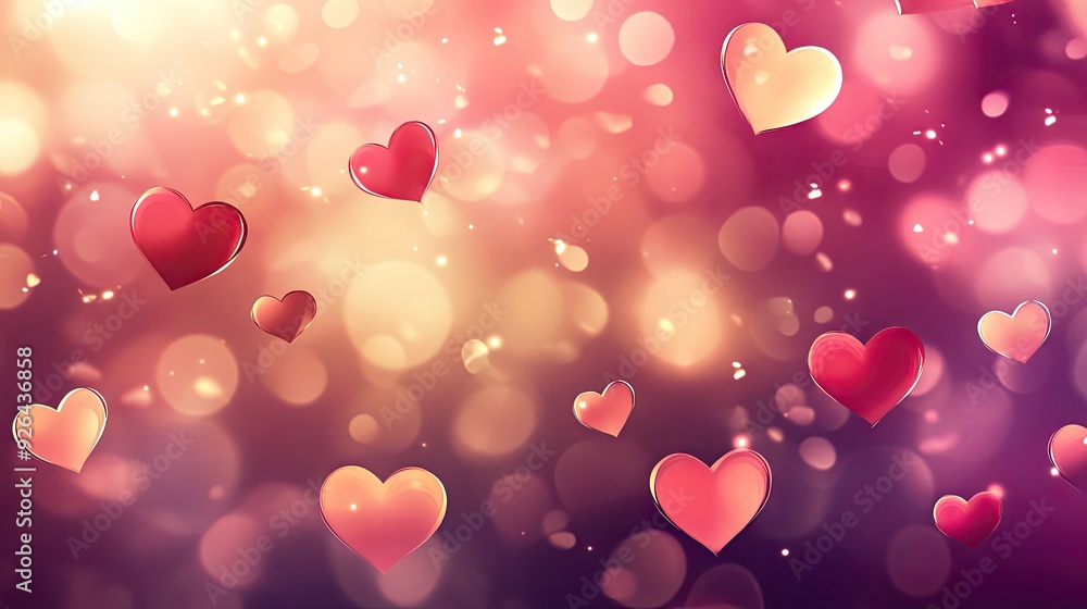 Poster romantic blurred background with hearts and bokeh, perfect for valentine's day designs in eps 10 vec