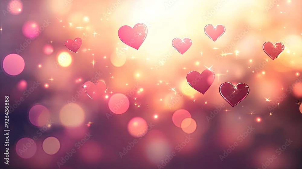 Poster romantic blurred background with hearts and bokeh, perfect for valentine's day designs in eps 10 vec
