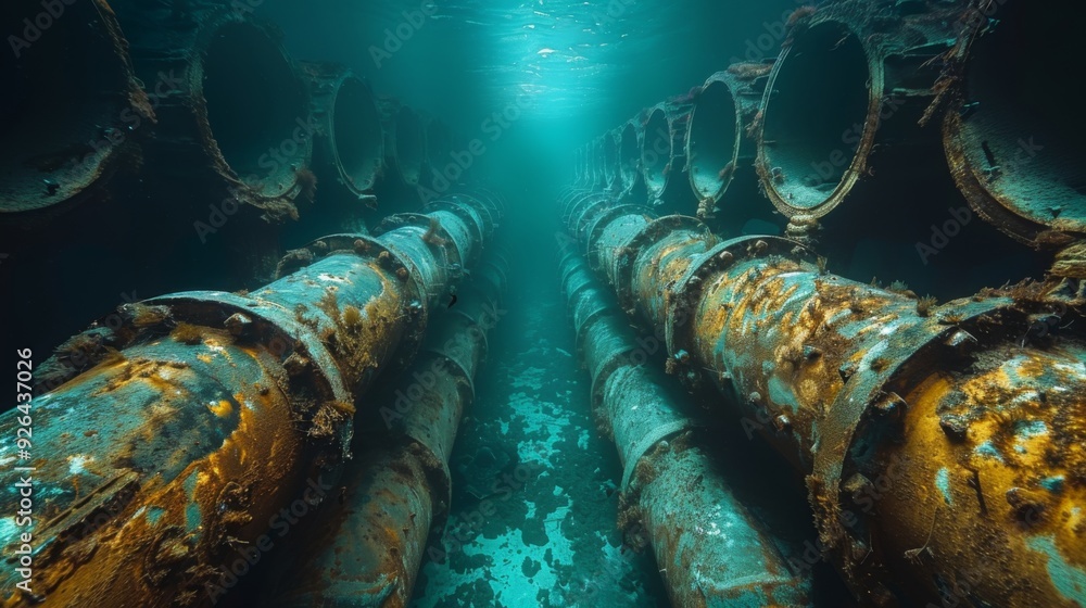 Poster capture the scale and complexity of a submarine cable network hub, where multiple cables converge an