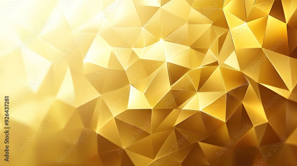 Poster shimmering gold geometric polygonal abstract background, featuring a dynamic and luxurious design fo