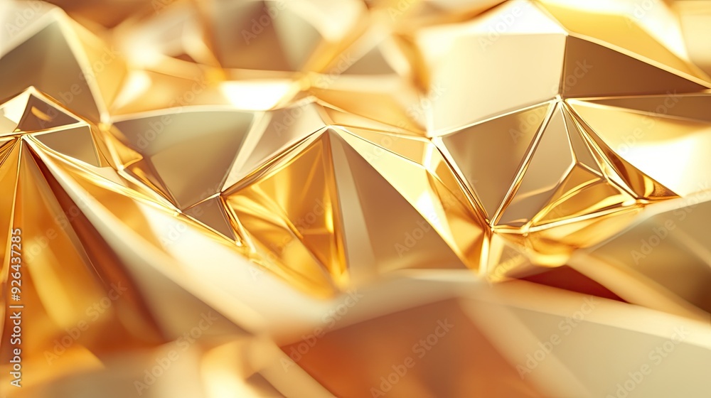 Aufkleber shimmering gold geometric polygonal abstract background, featuring a dynamic and luxurious design fo