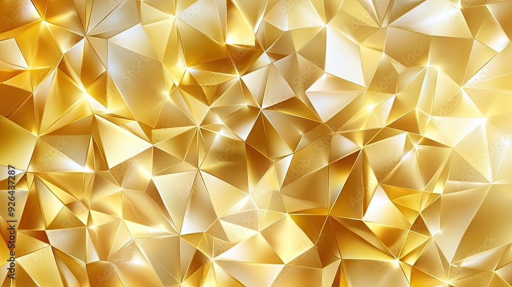 Aufkleber shimmering gold geometric polygonal abstract background, featuring a dynamic and luxurious design fo