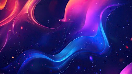 Obraz premium Sleek and modern fluid cover design featuring glowing particles and dynamic liquid flow. Eps10 vector illustration ideal for trendy and creative backgrounds.