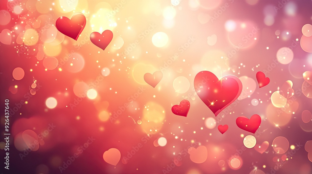 Poster soft and blurred valentine's day background vector in eps 10, featuring heart shapes and bokeh effec