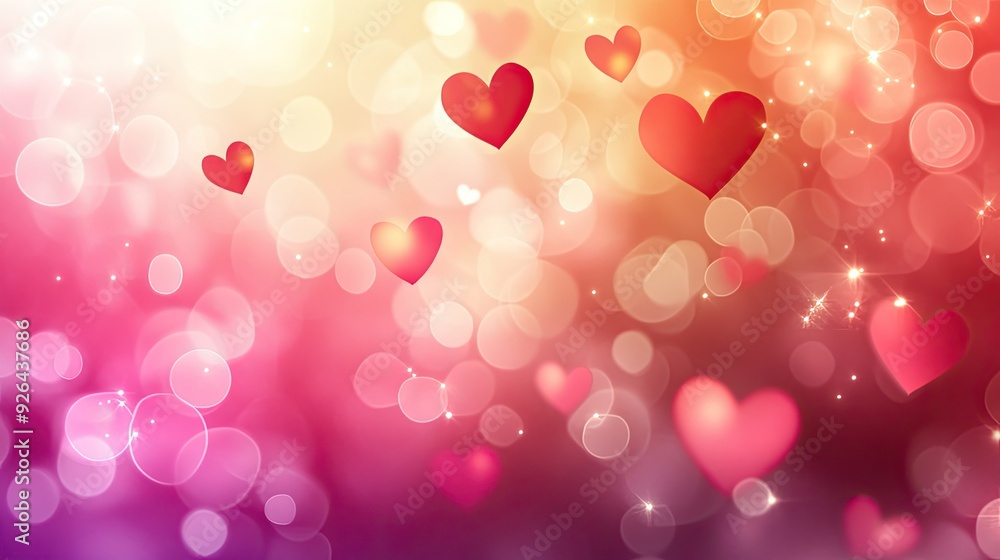 Poster soft and blurred valentine's day background vector in eps 10, featuring heart shapes and bokeh effec