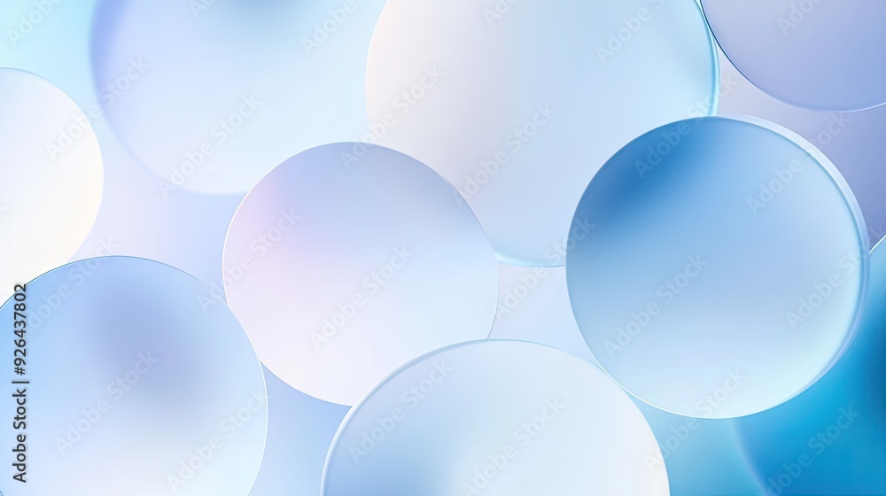 Poster soft blue gradient round shapes with neumorphism style on a clear background. great for minimalistic