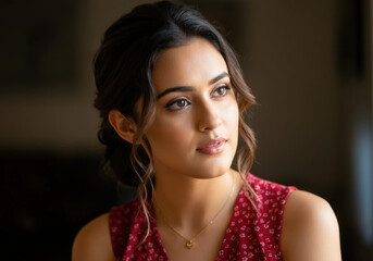 Portrait of a Indian woman with soft natural skin.