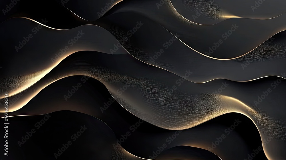 Poster sophisticated dark grey background with fine gold light lines and shadow play, perfect for creating 