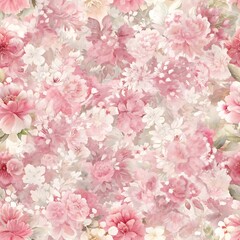 Watercolor Floral Pattern with Pink and White Flowers.