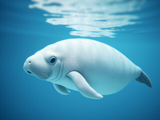 Naklejka premium Gentle Manatee Floating