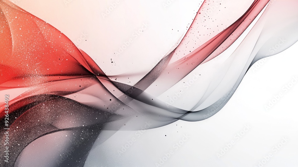 Poster stylish abstract design combining red and gray tones with a clean white backdrop and ample blank spa