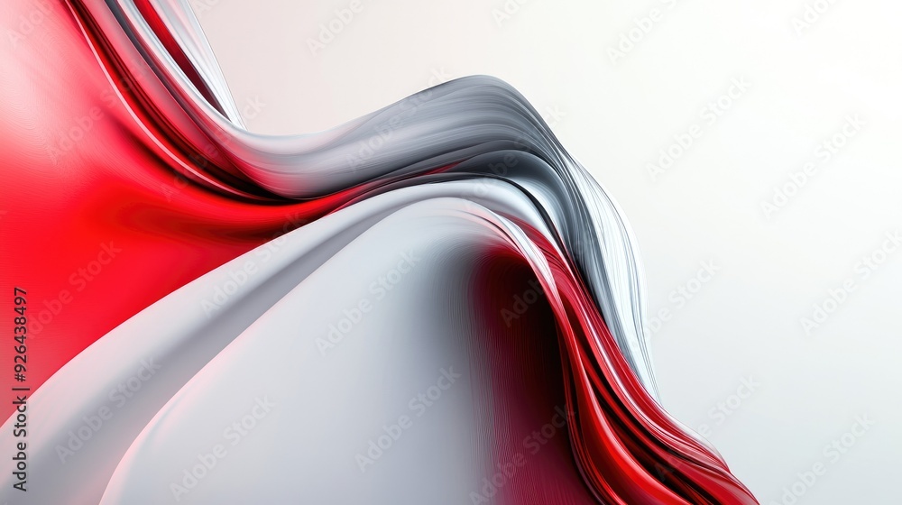 Poster stylish abstract design combining red and gray tones with a clean white backdrop and ample blank spa