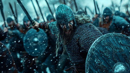 Epic Battlefield: Armies of Medieval Knights Fighting with Swords. Dark Ages Warfare. Action Battle of Armored Warrior Soldiers, Killing Enemies