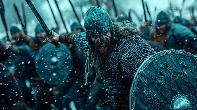 Epic Battlefield: Armies of Medieval Knights Fighting with Swords. Dark Ages Warfare. Action Battle of Armored Warrior Soldiers, Killing Enemies