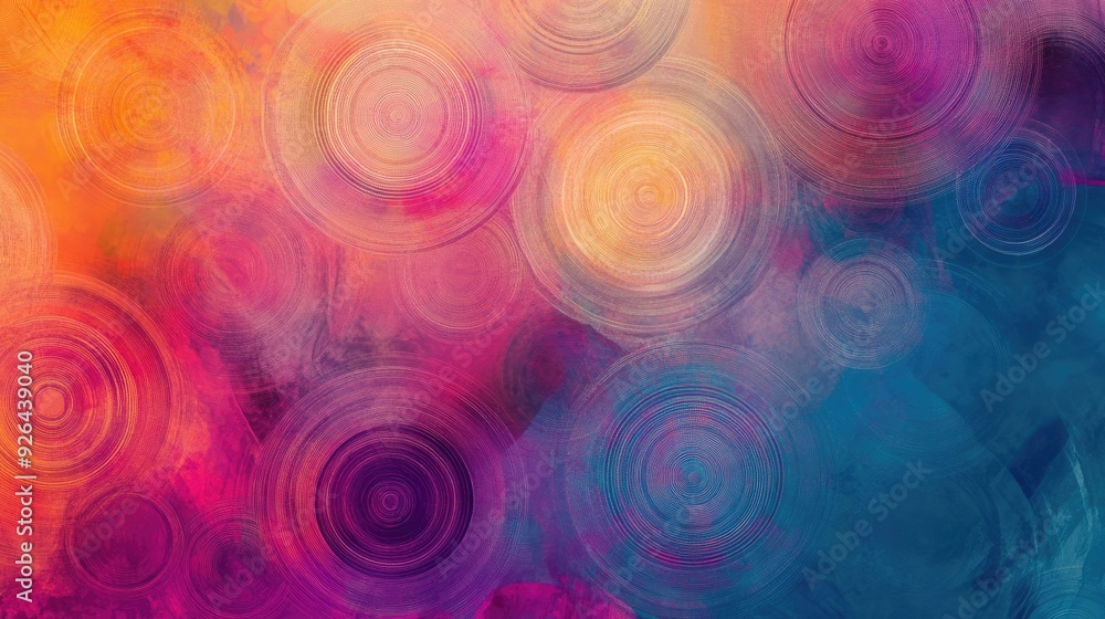 Poster textured abstract background with circular patterns in vibrant hues and gradients. ideal for engagin