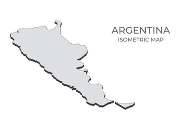Map of the Argentina in simple isometric form. Illustration of isometric map of the country.