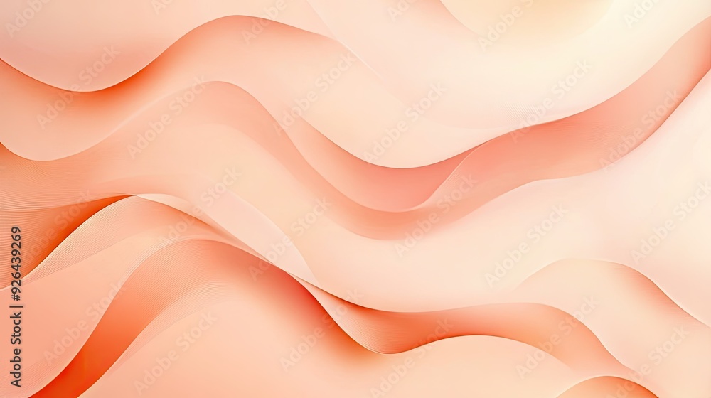 Poster trendy peach-colored abstract background with wavy design elements, perfect for creating stylish and