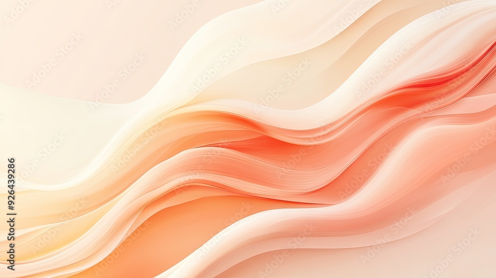 Poster trendy peach-colored abstract background with wavy design elements, perfect for creating stylish and