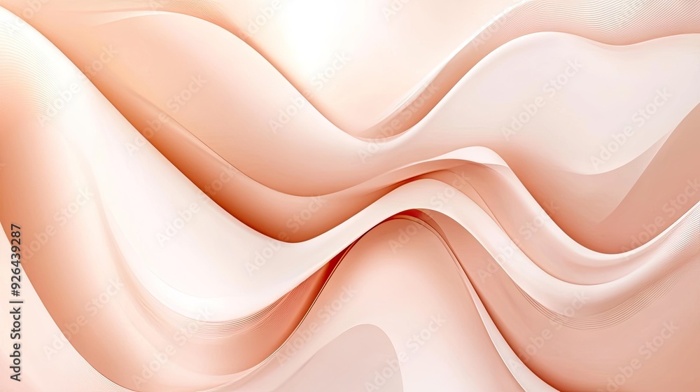Poster trendy peach-colored abstract background with wavy design elements, perfect for creating stylish and